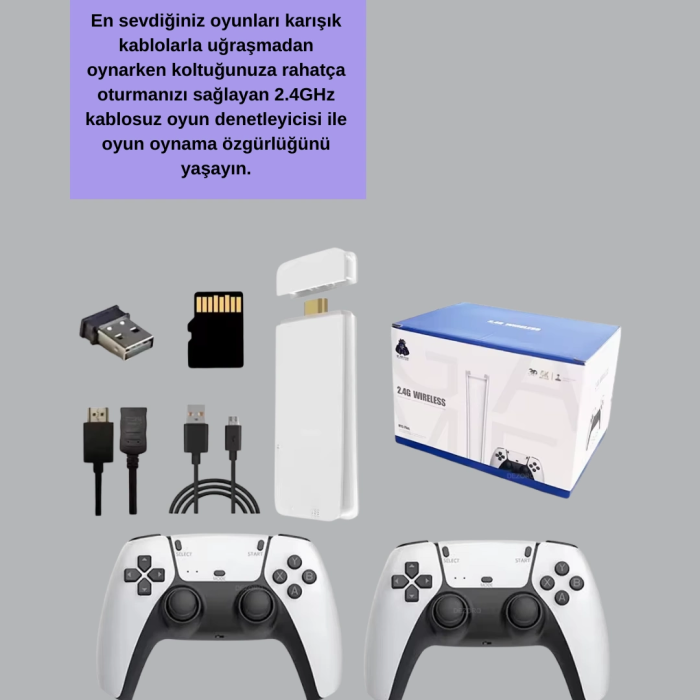 Hdmı Çıkışlı Kablosuz 2 Kollu 4k Retro Oyun Kutusu