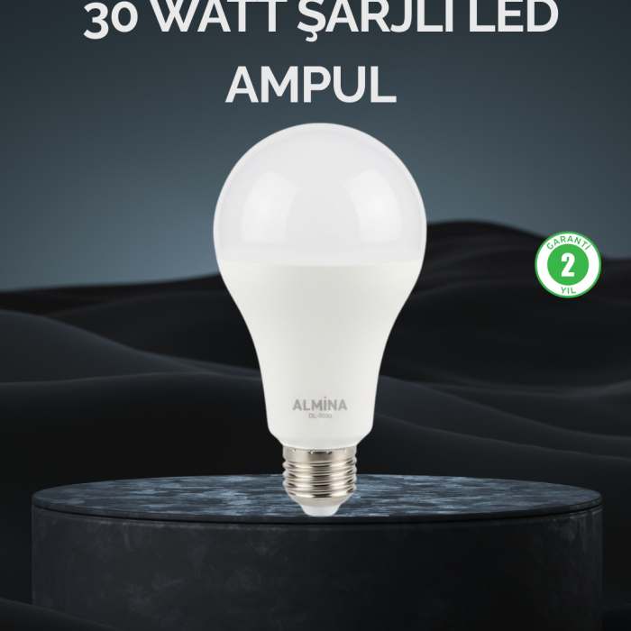 Şarjlı LED Ampul 30 Watt Soğuk Beyaz