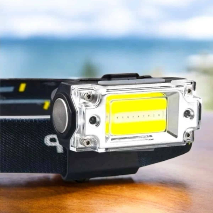 Beyaz Led Işık Sensörlü Kafa Lambası Lityum Batarya Led El Fenerli Şarjlı