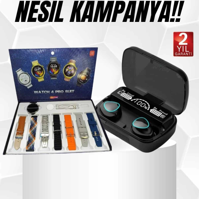 Ucuz Kaliteli Yeni Nesil 7 Kordonlu Akıllı Saat Ve Kablosuz Bluetooth Kulaklık Anc Özelliği