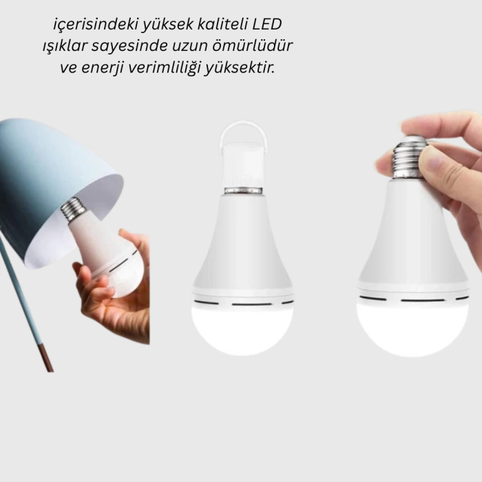 Yüksek Işık Güçlü Şarjlı Led Ampul E27 30w Enerji Tasarruflu