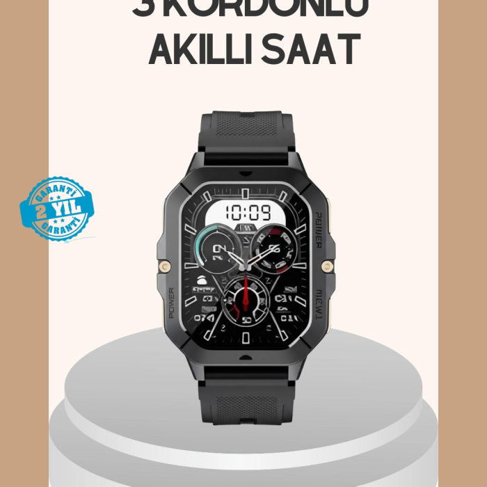 3 Kordonlu Akıllı Saat Uzun Pil Süreli