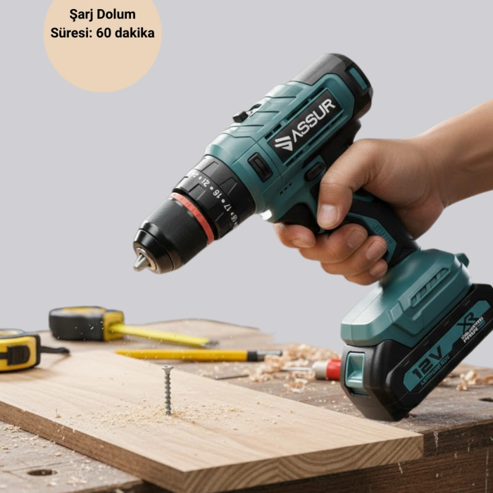 Dijital Ekranlı Matkap Seti Çift Akülü