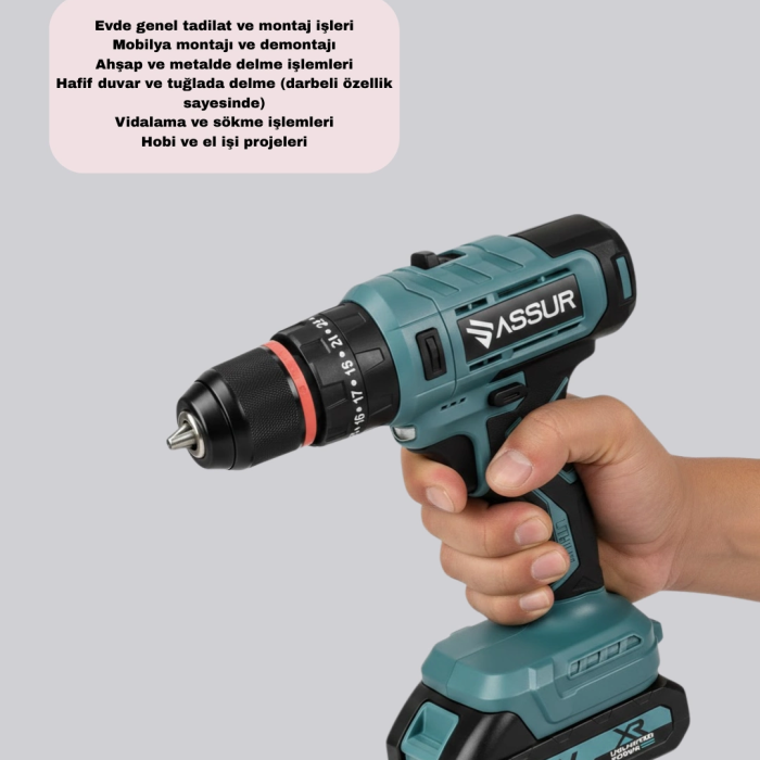 Çift Bataryalı Şarjlı Matkap Dijital Ekranlı Set