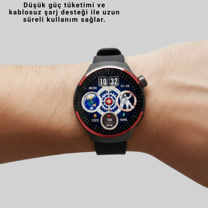 Dokunmatik Akıllı Saat Kablosuz Şarj Amoled Ekran