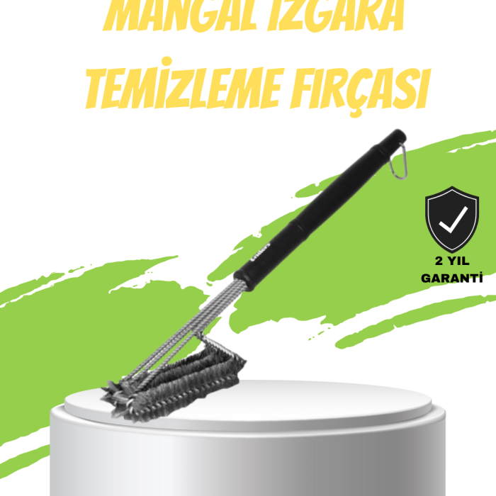 Mangal Izgara Temizleme Fırçası Paslanmaz Çelik Telli Uzun Saplı