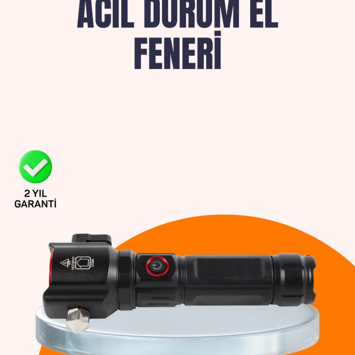 Çok Fonksiyonlu Acil Durum Feneri Yan Işıklı Çekiçli