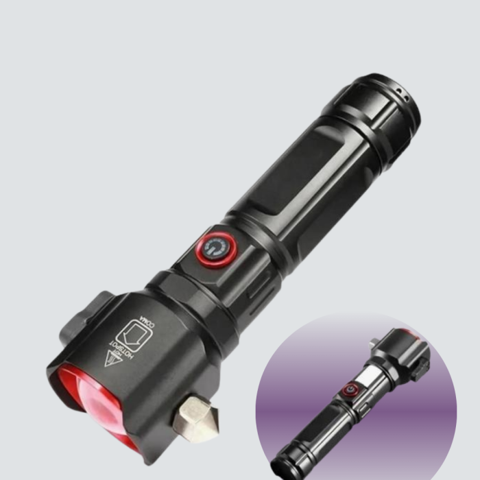 Çekiçli Pusulalı Acil Durum Feneri USB Şarjlı Çok Fonksiyonlu