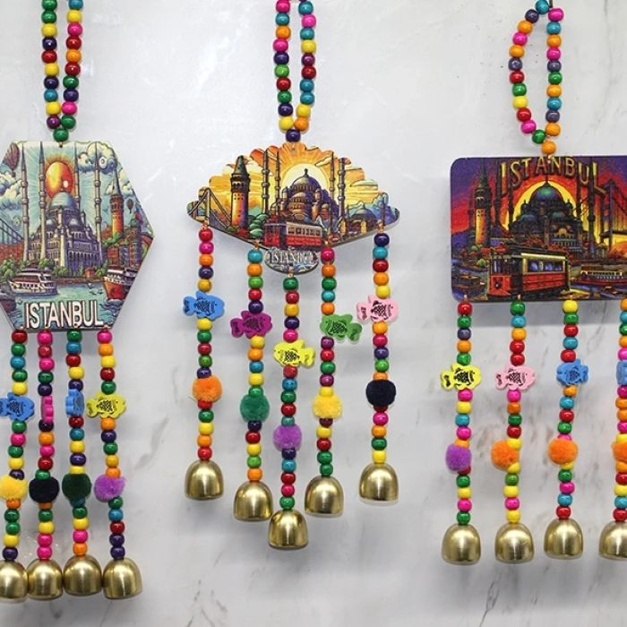 İstanbul Temalı Renkli Boncuklu Asmalı Rüzgar Çanı Alk4572