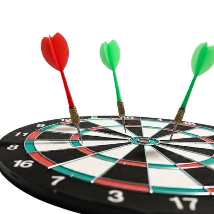 15 İnç Dart Tahtası 4 Metal Uçlu Dart Oku Dayanıklı Ahşap Gövde