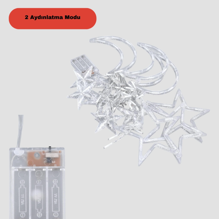 Prizli Yıldız Ay Perde Led Işık Ev Ve Organizasyon Dekoru