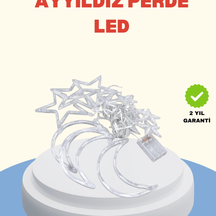 Yıldız Ay Tasarımlı Prizli Perde Led Işık İç Mekan Dekoru