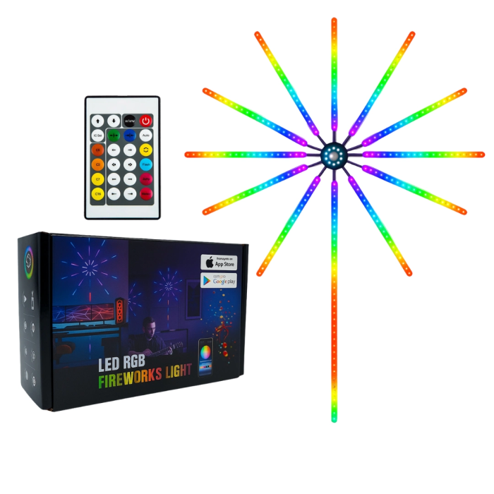 Akıllı Rgb Led Havai Fişek Duvar Lambası Kumandalı Ve Uygulama Kontrollü