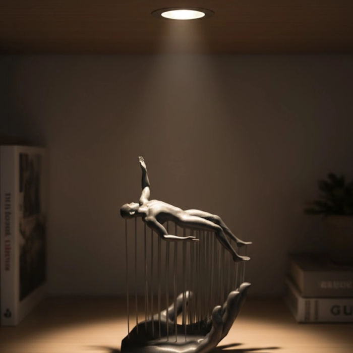 3d El İnsan Figürü Gri Soyut Modern Dekoratif Biblo