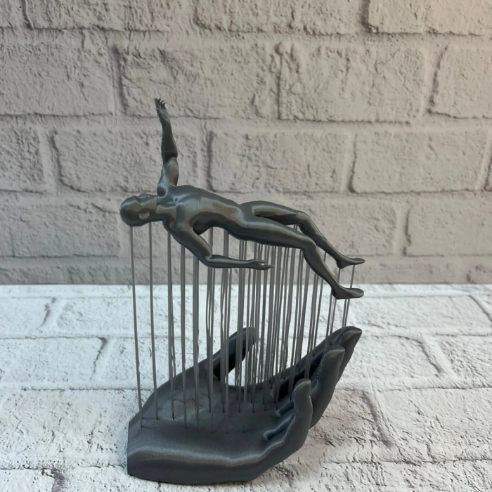 3d El İnsan Figürü Gri Soyut Modern Dekoratif Biblo