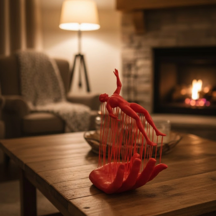 3d El Formlu İnsan Figürü Kırmızı Modern Soyut Dekoratif Biblo 12x18 Cm