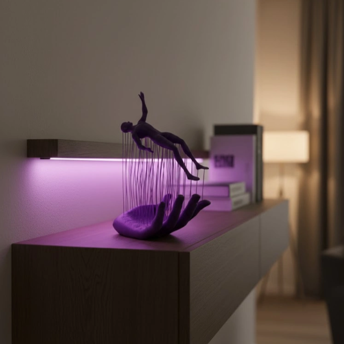 Mor El İnsan Figürü Dekoratif Biblo Minimal Modern Salon Raf Ve Masa Üstü Aksesuar