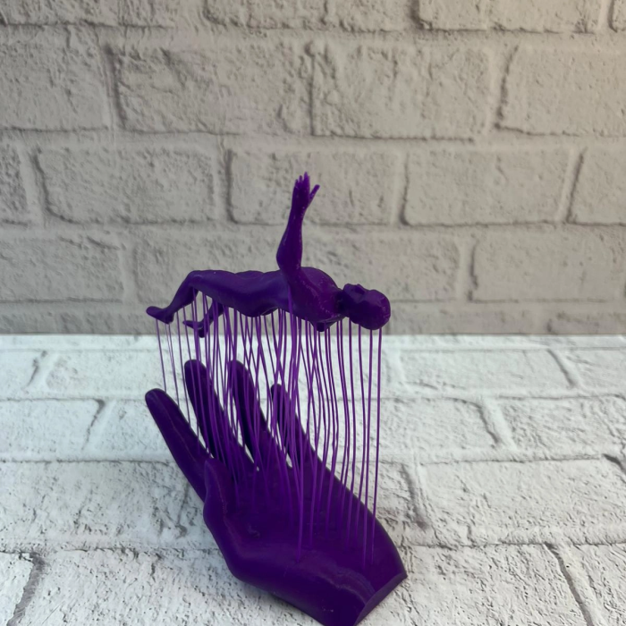 3d El İnsan Figürü Mor Modern Sanatsal Dekoratif Biblo 12x18 Cm