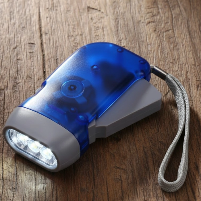 Kendiliğinden Şarjlı El Feneri Pilsiz Dinamolu 3 Led Taşınabilir