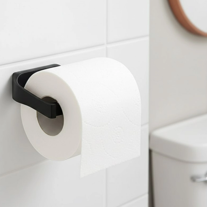 Modern Siyah Tuvalet Kağıtlığı Duvar Tipi Minimal Tasarım Peçetelik