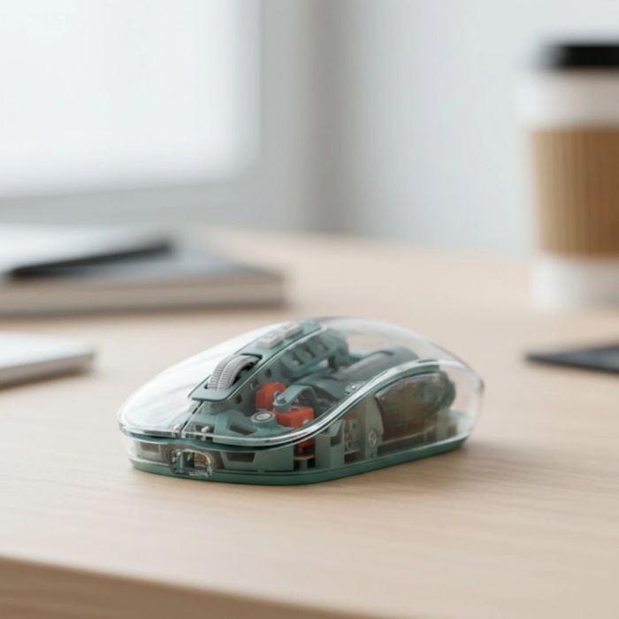 Bluetooth Ve 2.4g Usb Destekli Pilli Kablosuz Şeffaf Mouse