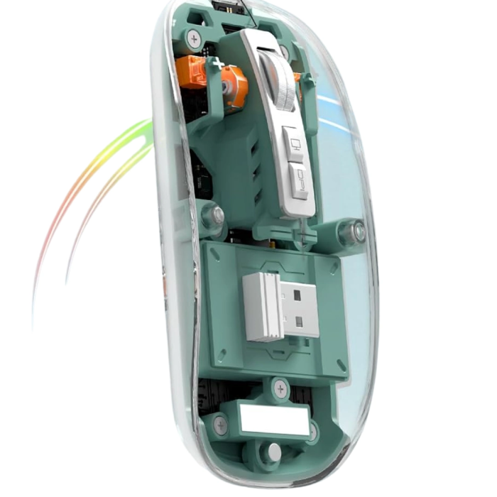 Bluetooth Ve 2.4g Usb Destekli Pilli Kablosuz Şeffaf Mouse