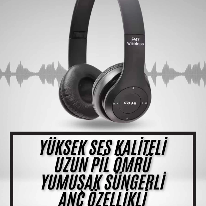 Kulak Üstü Bluetooth Kulaklık Yüksek Ses Kaliteli Ayarlanabilir