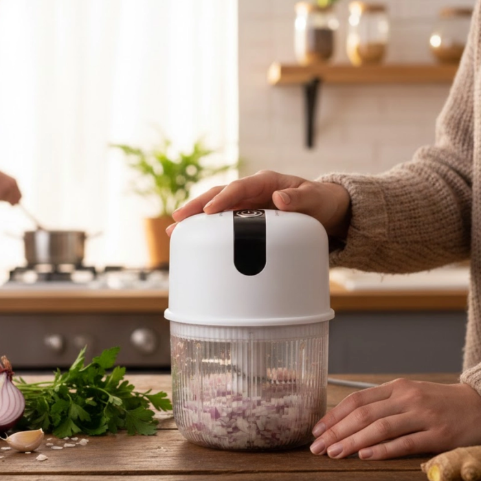 Usb Şarjlı Mini Rondo Sarımsak Soğan Zencefil