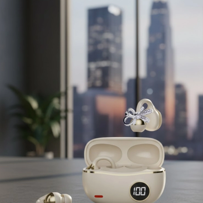 Handsfree Kablosuz Bluetooth Kulaklık Kristal Net Ses 2 Kurdele Küpe Hediyeli