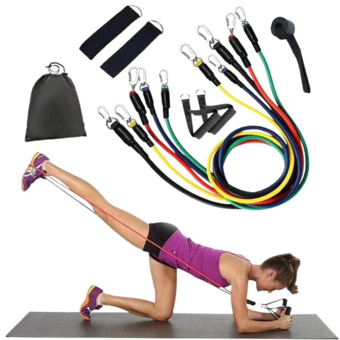 Direnç Seviyeli Pilates Ve Fitness Egzersiz Bandı Seti Kapı Askılı