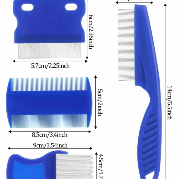 4lü Bit Pire Tarağı Set Kedi Köpek Evcil Hayvan Tüy Toplayıcı Mavi