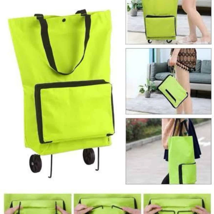 Katlanabilir Tekerlekli Çantalı Çarşı Pazar Arabası Alışveriş Çantası Piknik Çantası
