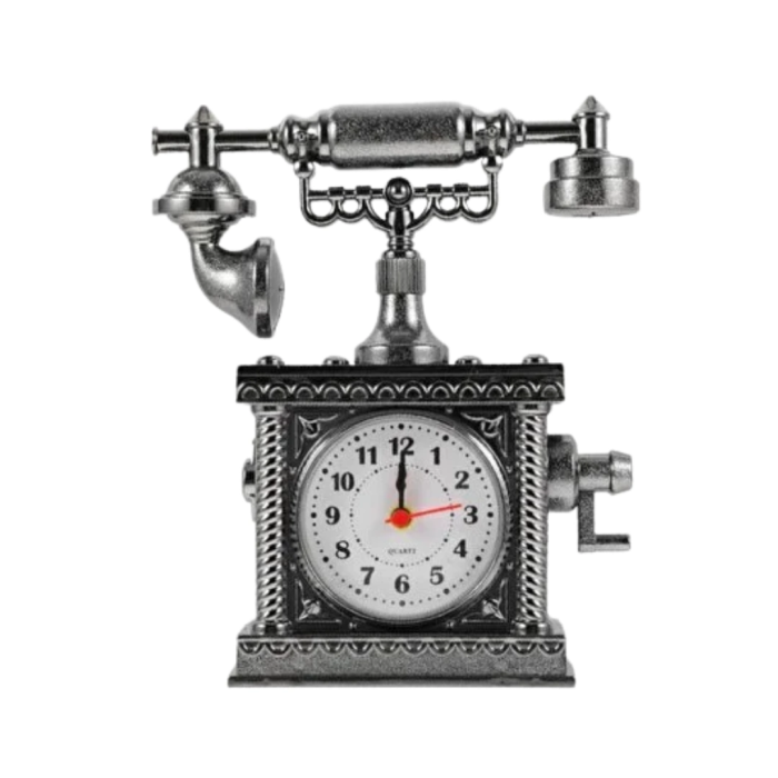 Nostaljik Telefon Tasarımlı Masa Saati Yüksek Sesli Alarm