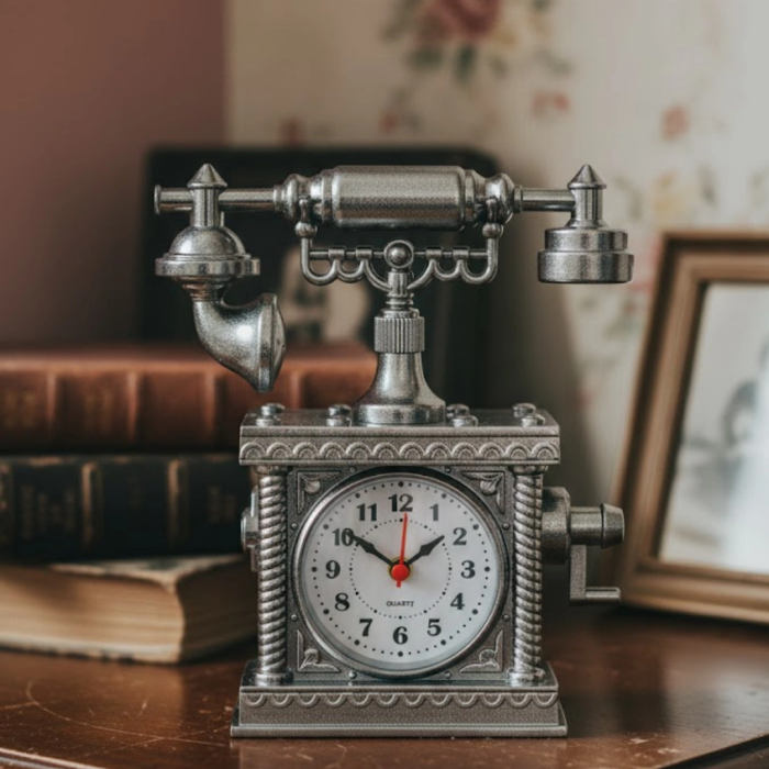 Dekoratif Retro Telefon Masa Saati Çalar Saat Özellikli