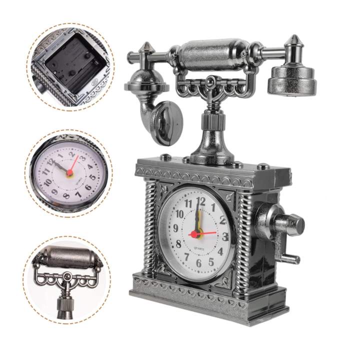 Dekoratif Retro Telefon Masa Saati Çalar Saat Özellikli