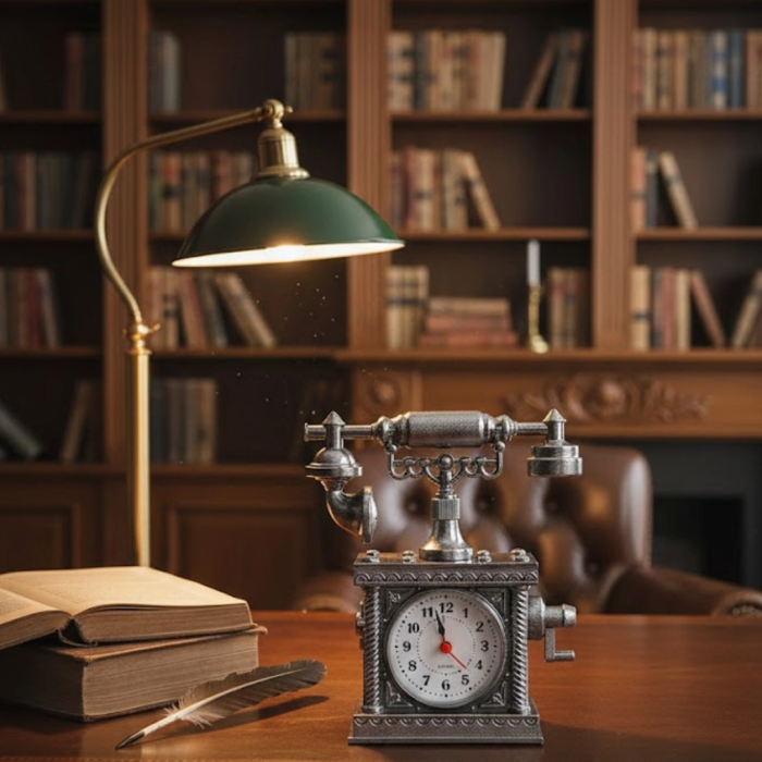 Klasik Telefon Görünümlü Masaüstü Saat Ve Alarm