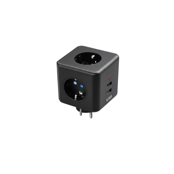 Akım Korumalı Küp Priz 3 Priz Girişi Ve 3 Usb Şarj Özellikli