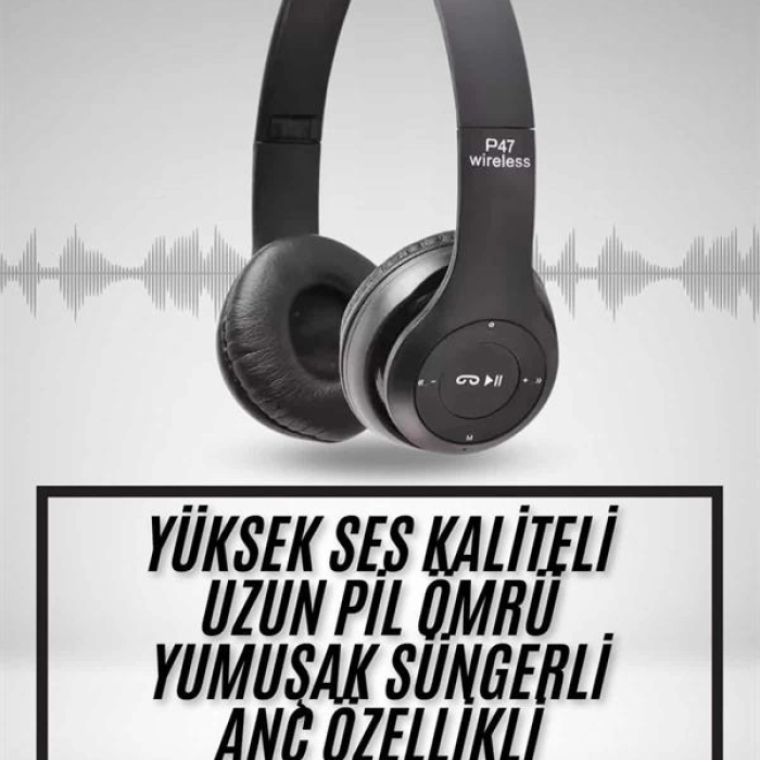 Kulak Üstü Bluetooth Kulaklık Yüksek Ses Kaliteli Ayarlanabilir