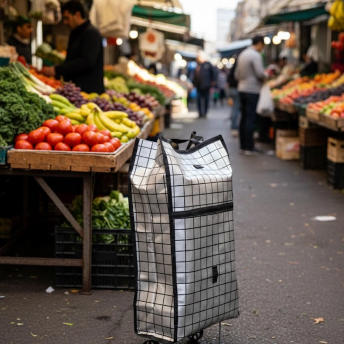 Ağır Yük Taşımaya Uygun Tekerlekli Market Ve Pazar Çantası