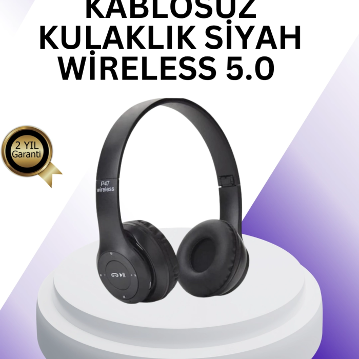Bluetooth 5.0 Kablosuz Kulak Üstü Kulaklık | Stereo Ses Ve Katlanabilir Tasarım