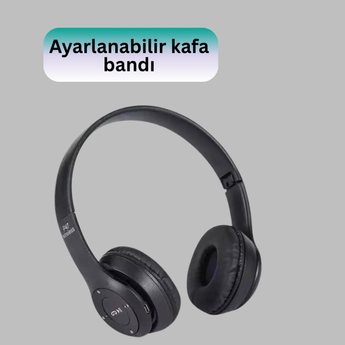 Bluetooth 5.0 Kablosuz Kulak Üstü Kulaklık | Stereo Ses Ve Katlanabilir Tasarım