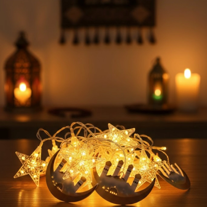 Ramazan Dekorasyonu İçin 3 Metre Hilal Yıldız Led Işık