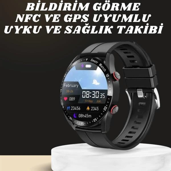 Akıllı Saat Amoled Ekran Metal Ve Deri Kordonlu Uyku Ve Sağlık Takibi Titreşimli