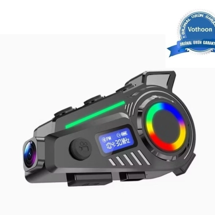 K19 Kameralı Motosiklet Kask Bluetooth Kulaklık Su Geçirmez Intercom Radyolu Hafıza Kartlı