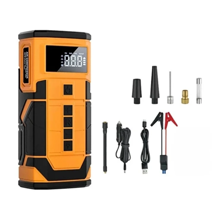 8000 Mah Taşnabilir Dijital Ekranlı Araç Akü Takviyeli,powerbank,ışıklı Oto Hava Kompresörü