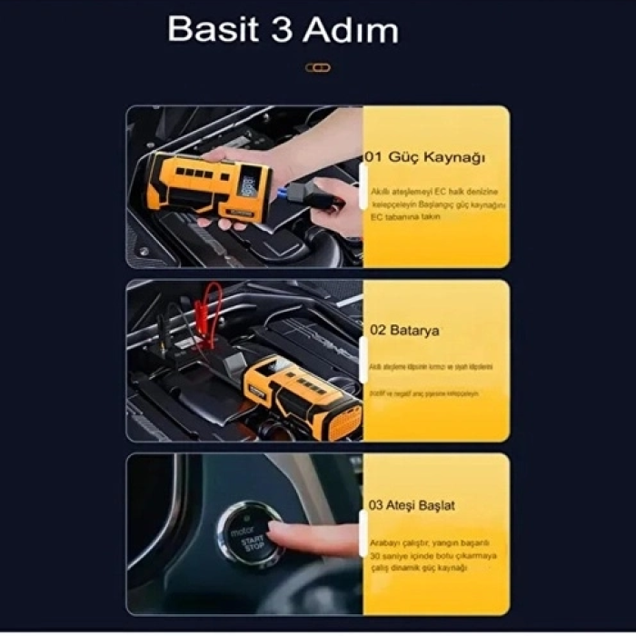 8000 Mah Taşnabilir Dijital Ekranlı Araç Akü Takviyeli,powerbank,ışıklı Oto Hava Kompresörü