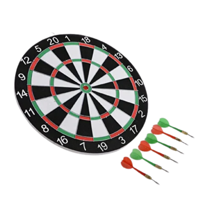 Kaliteli Ahşap Dart Tahtası 12 İnç 4 Adet Metal İğne Uçlu Ok