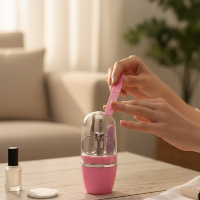 Tırnak Bakım Manikür Pedikür Seti 4 Parça Pembe Minimal ve Dayanıklı