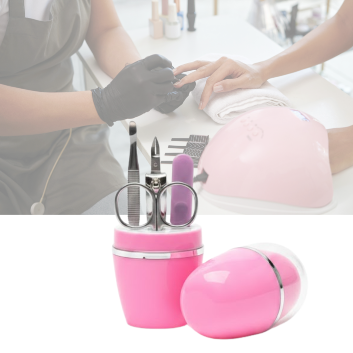 Tırnak Bakım Manikür Pedikür Seti 4 Parça Pembe Ev ve Seyahat Uyumlu