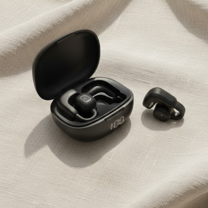 Açık Kulak Kablosuz Spor Kulaklık Dual Mikrofon ve LED Gösterge